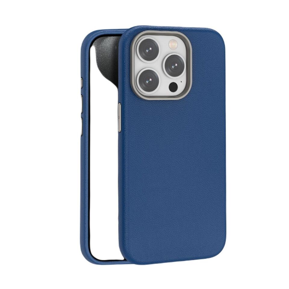 Piili iPhone 15 Pro Deri Magsafe Kılıf Lacivert