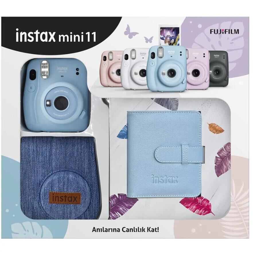 Instax Mini 11 Jean Çantalı Kit Mavi