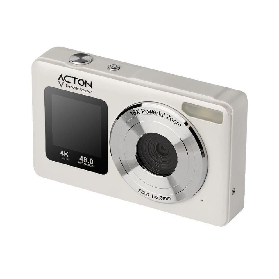 Acton Selfix Dijital Kompakt Fotoğraf Makinesi Retro Kamera Beyaz