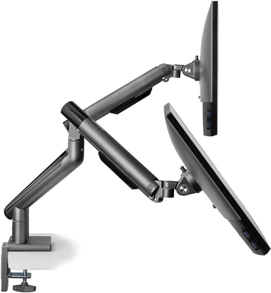 POUT Eyes 12 Dual Ayarlanabilir İkili Monitör Kolu gri siyah