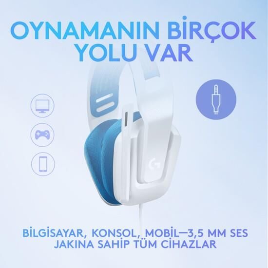 Logitech G335 Kablolu Oyuncu Kulaklığı Beyaz
