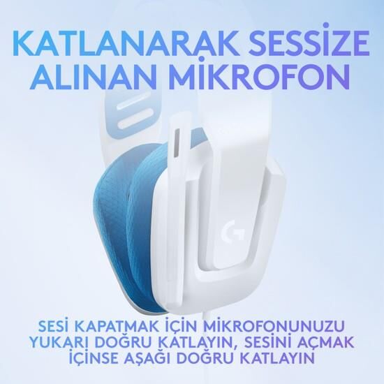 Logitech G335 Kablolu Oyuncu Kulaklığı Beyaz