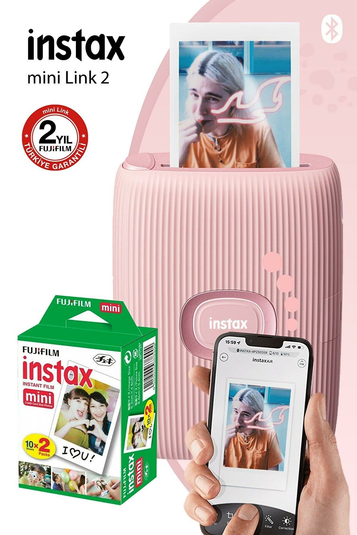 İnstax Mini Link 2 Toz Pembe Akıllı Telefon Yazıcısı