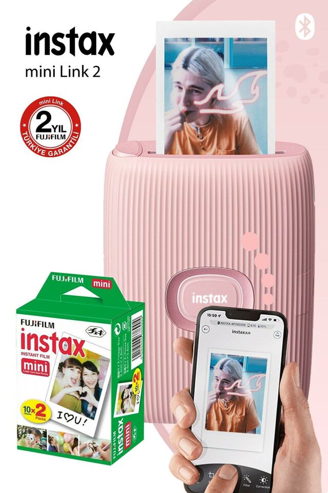 İnstax Mini Link 2 Toz Pembe Akıllı Telefon Yazıcısı
