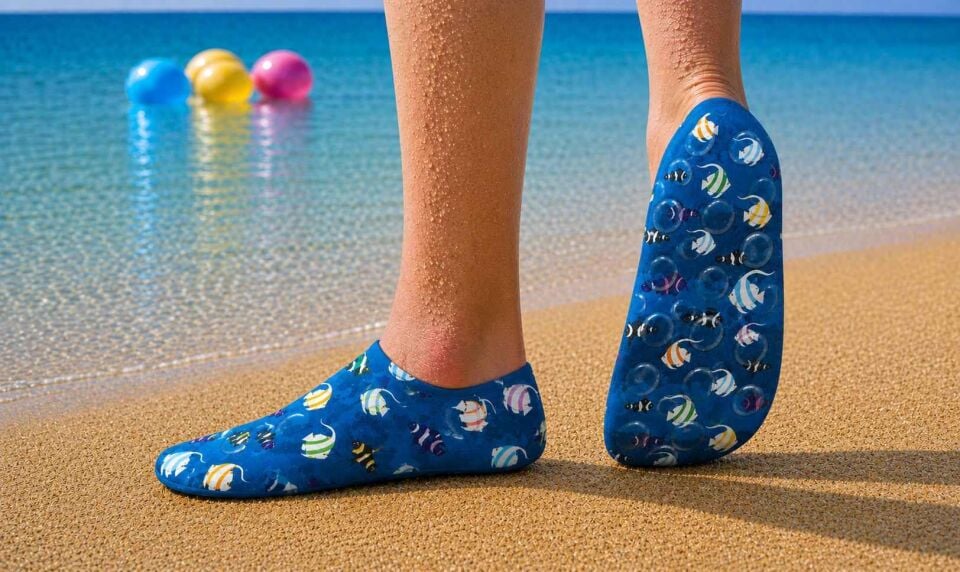 GrippToes Kaymaz Damla Tabanlı Deniz&Havuz Çorabı  R1 Çok Renkli