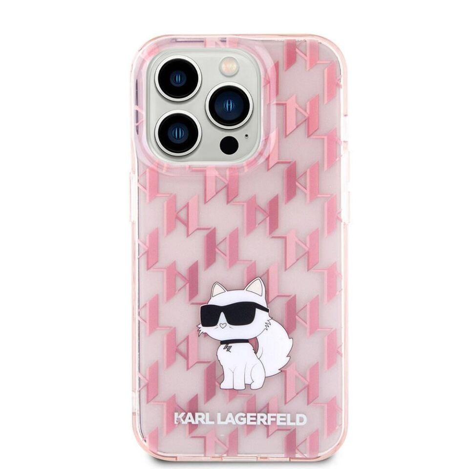 Karl Lagerfeld Monogram İkonik iPhone 15 Pro Kılıf - Pembe