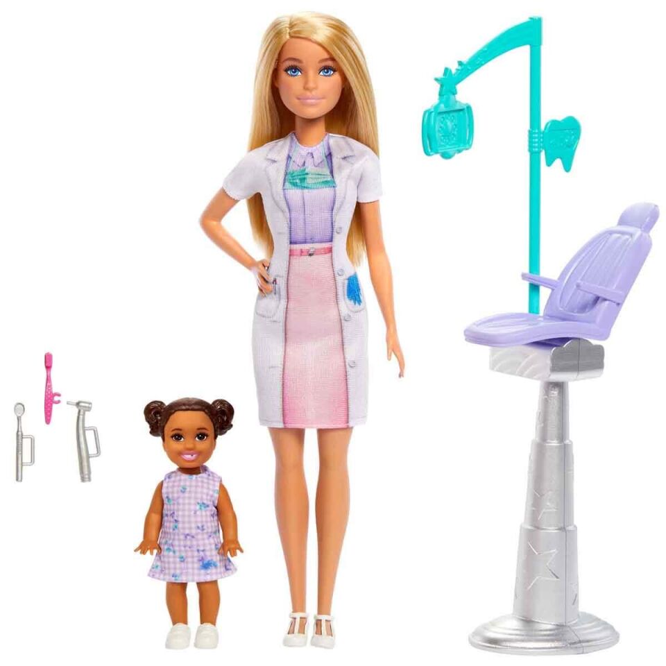 Barbie Bakım Temalı Kariyer Oyun Setleri Diş Hekimi Bebek JCR74