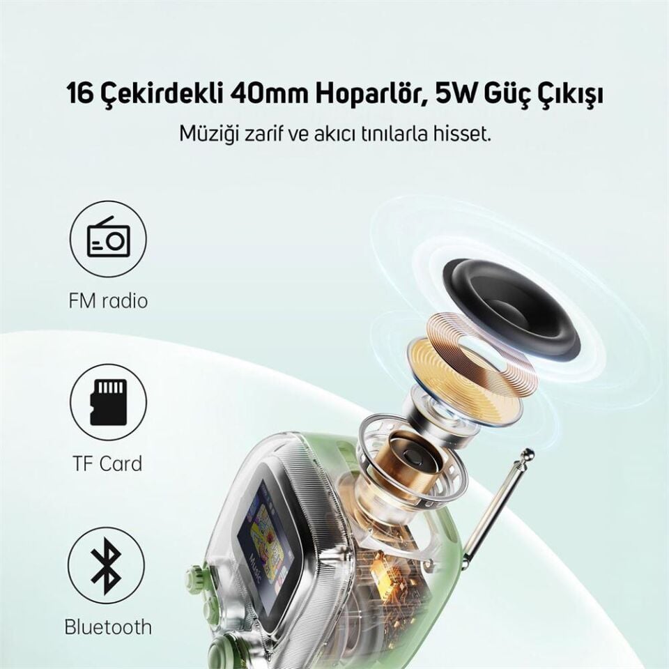 Divoom Tiivoo-2 Fm Radyolu Mini Bluetooth Hoparlör Yeşil