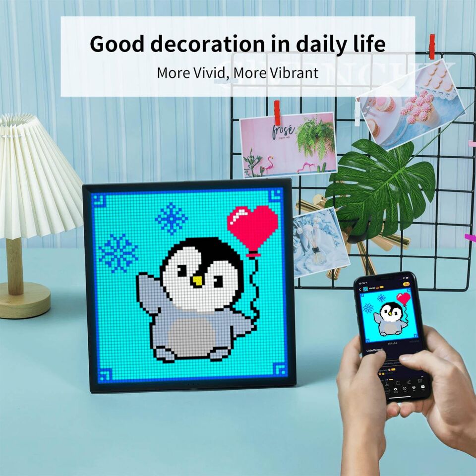 Divoom Pixoo App Kontrollü Wifi Animasyonlu Gaming 64X64 Piksel Led Resim Çerçevesi