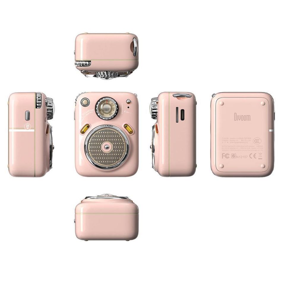 Divoom Beetles Fm Radyolu Taşınabilir Mini Bluetooth Hoparlör Pembe