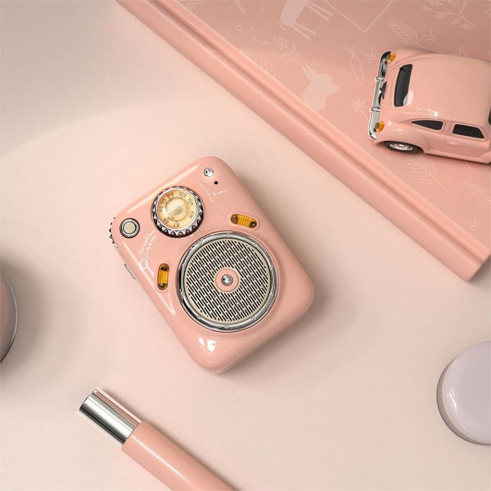 Divoom Beetles Fm Radyolu Taşınabilir Mini Bluetooth Hoparlör Pembe