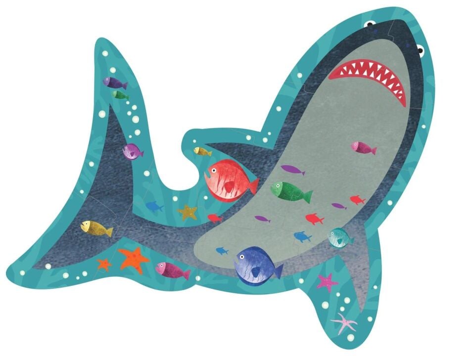 FLOSS & ROCK 12 Parça Şekilli Yap-Boz Shark