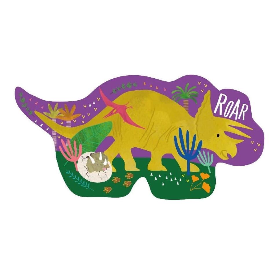 FLOSS & ROCK 12 Parça Şekilli Kutulu Yap-Boz Dinosaur