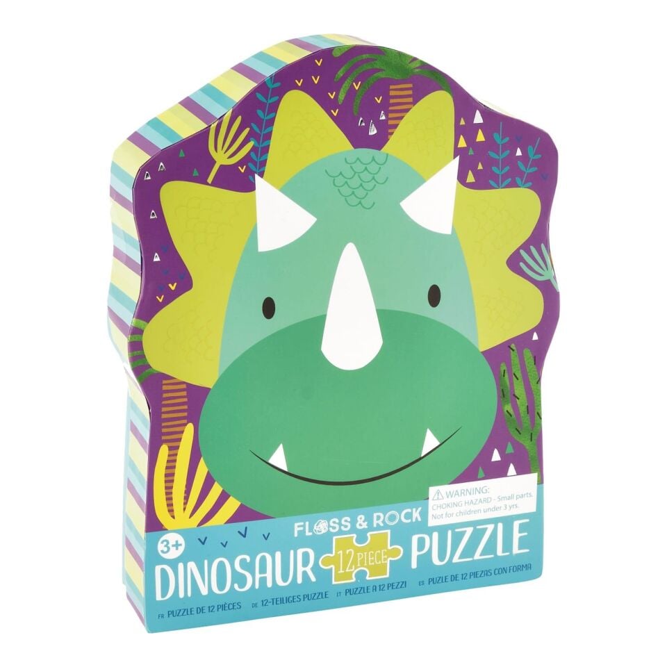 FLOSS & ROCK 12 Parça Şekilli Kutulu Yap-Boz Dinosaur
