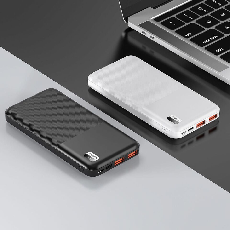 Xipin PX721 Hızlı Şarj Özellikli - LED Işık Göstergeli - Dual USB - Taşınabilir Powerbank - 10000 mAh Beyaz