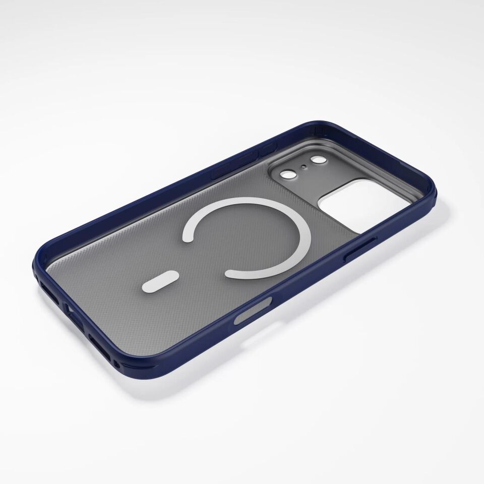 Njoyny Frosted iPhone 18 Pro MagSafe Kılıf Mavi