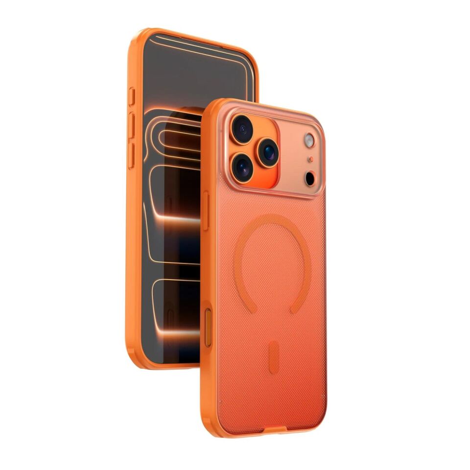 Njoyny Frosted iPhone 18 Pro MagSafe Kılıf Turuncu