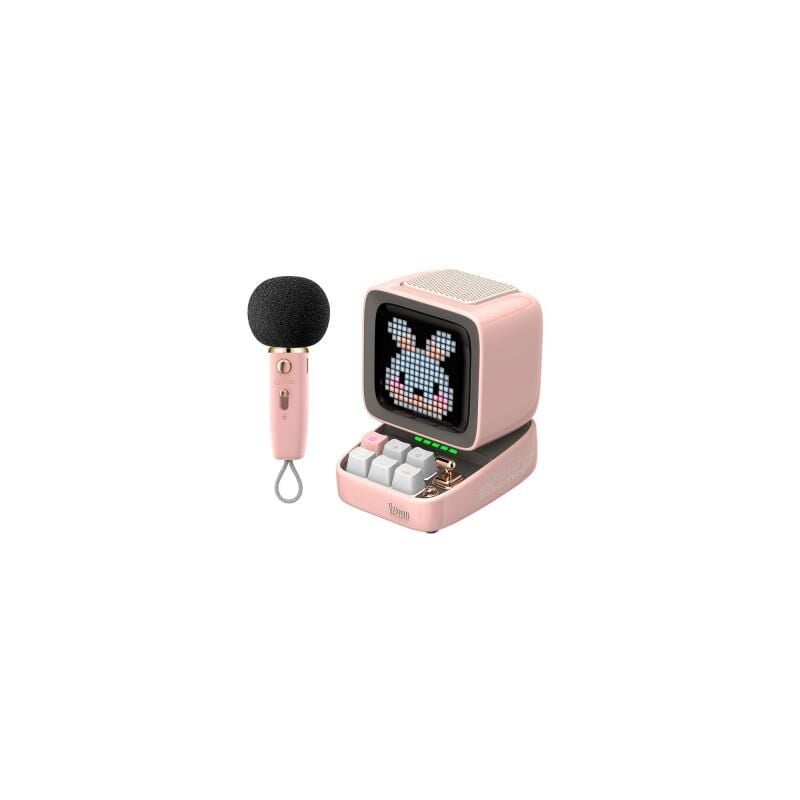 Divoom Ditoo Mic 5M  Piksel Ekranlı Karaoke Mikrofonlu Pmbe  BT Hoparlör Pembe