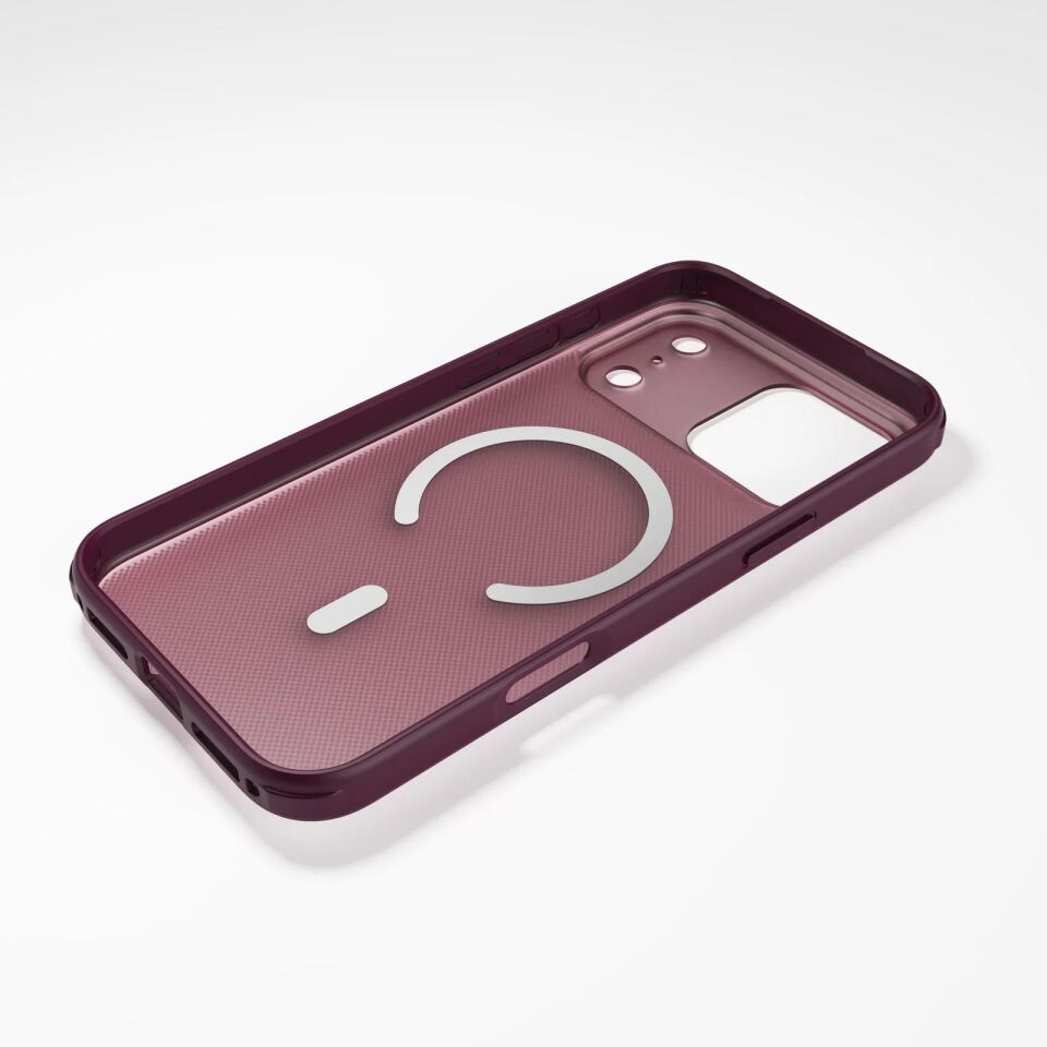 Njoyny Frosted iPhone 18 Pro MagSafe Kılıf Bordo