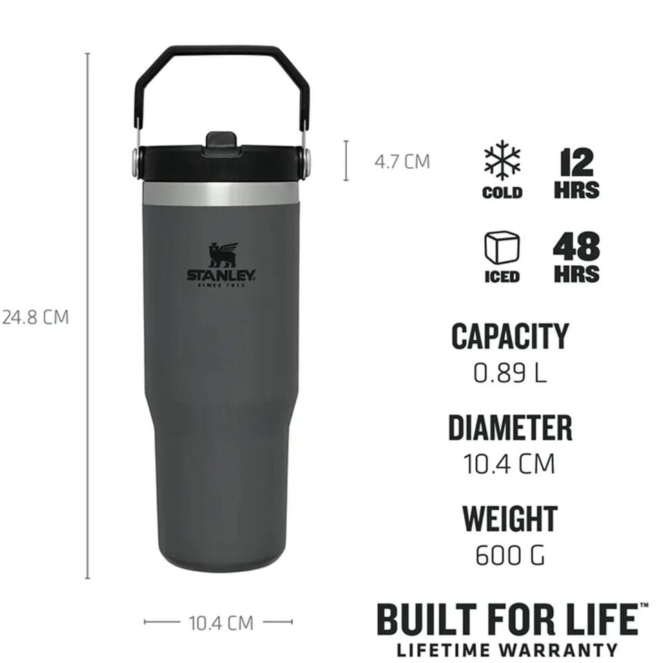 Stanley The Iceflow Flip Straw Pipetli Termos Bardak 0.89 L Krem