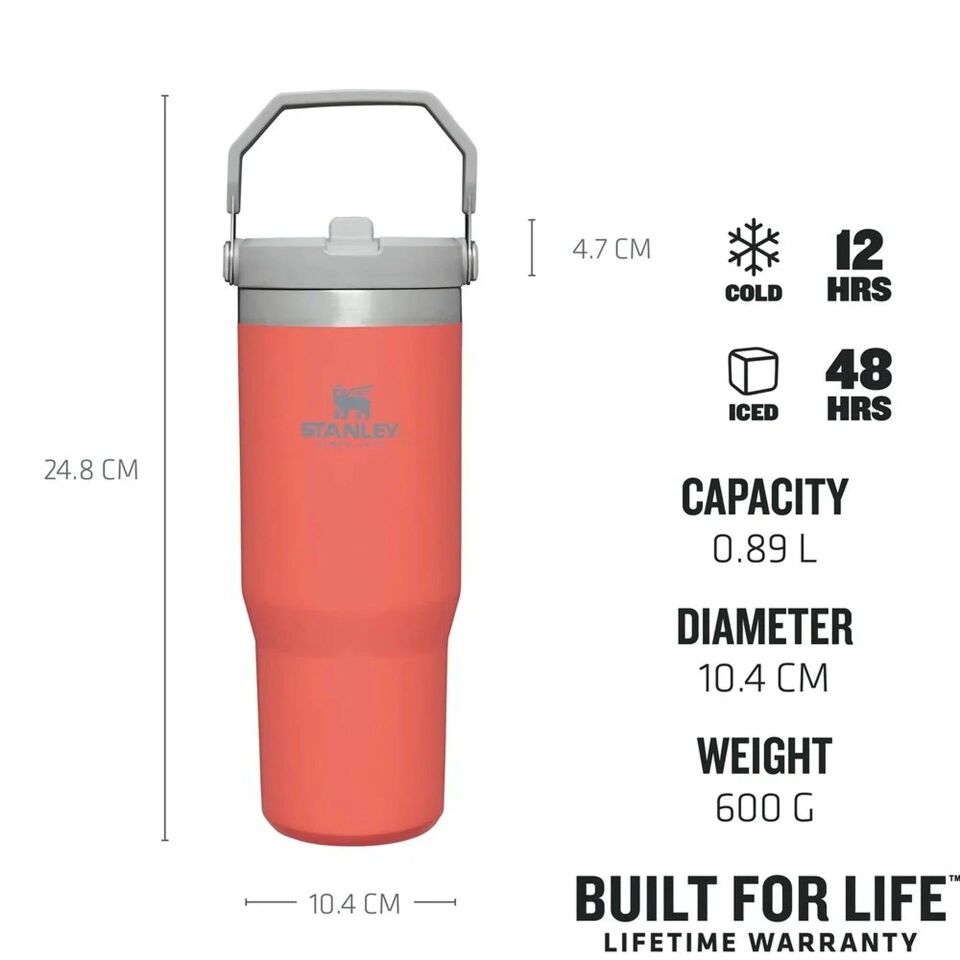 Stanley The Iceflow Flip Straw Pipetli Termos Bardak 0.89 L Füme