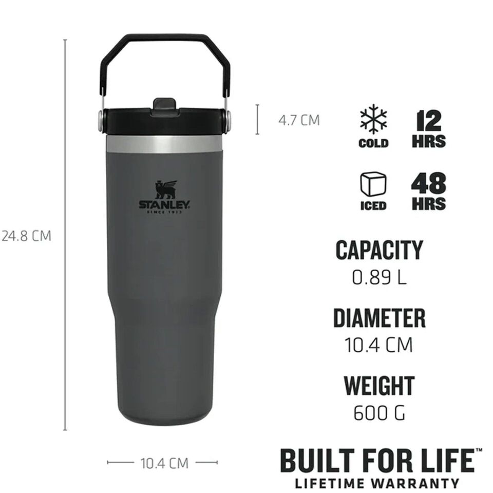Stanley The Iceflow Flip Straw Pipetli Termos Bardak 0.89 L Füme
