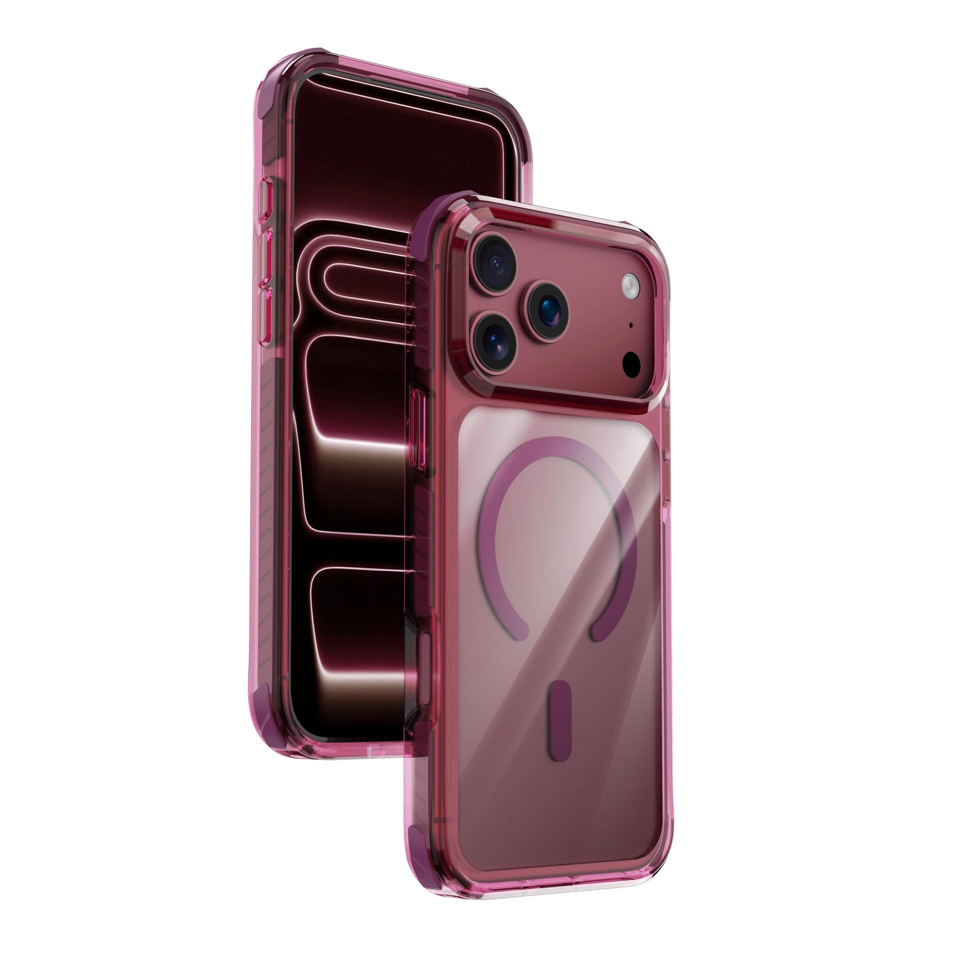 Njoyny Combat TripleLayered iPhone 18 Pro MagSafe Kılıf Bordo