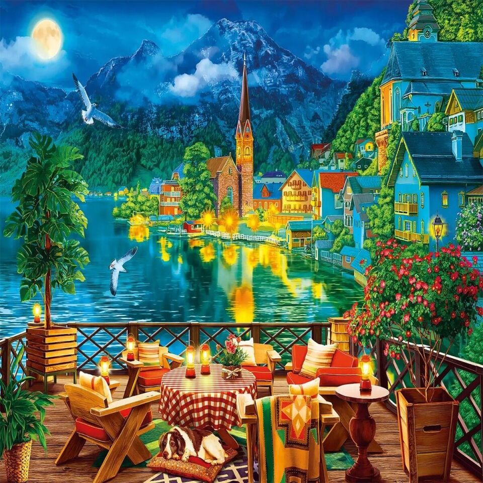 Ks Games Puzzle Evening by the Lake in Hallstatt  1000 Parça