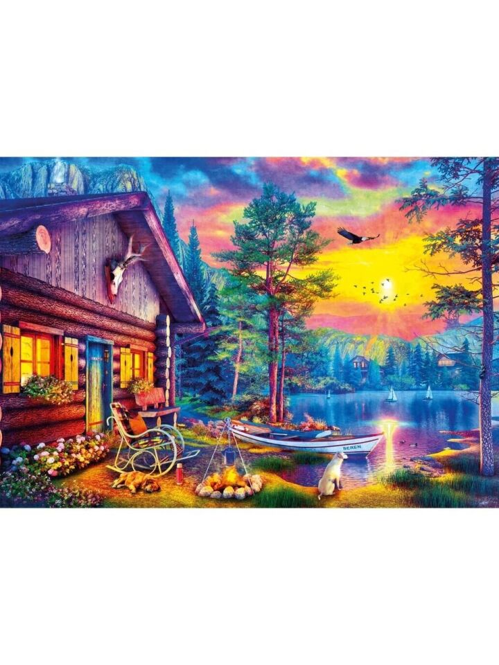 Ks Games Puzzle Evening Sunset Cabin  1000 Parça