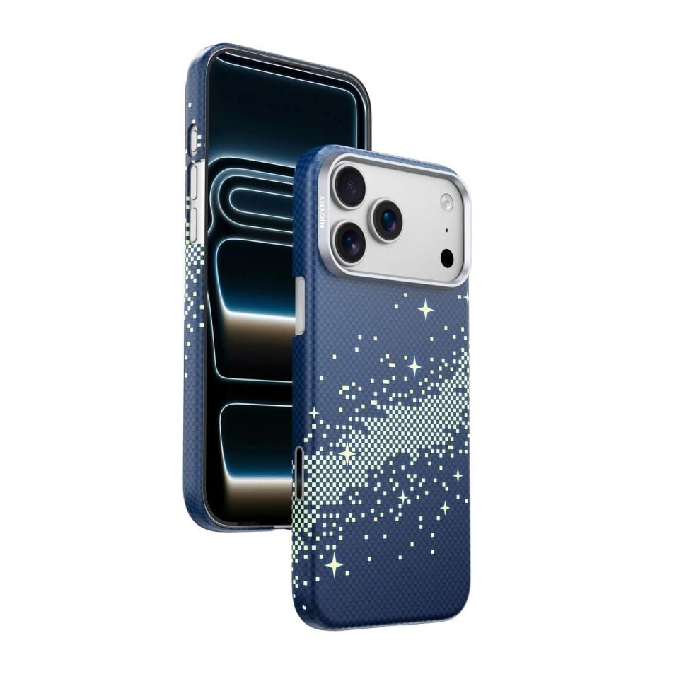 Njoyny AI Kevlar Stars iPhone 18 Pro Max MagSafe Kılıf Mavi