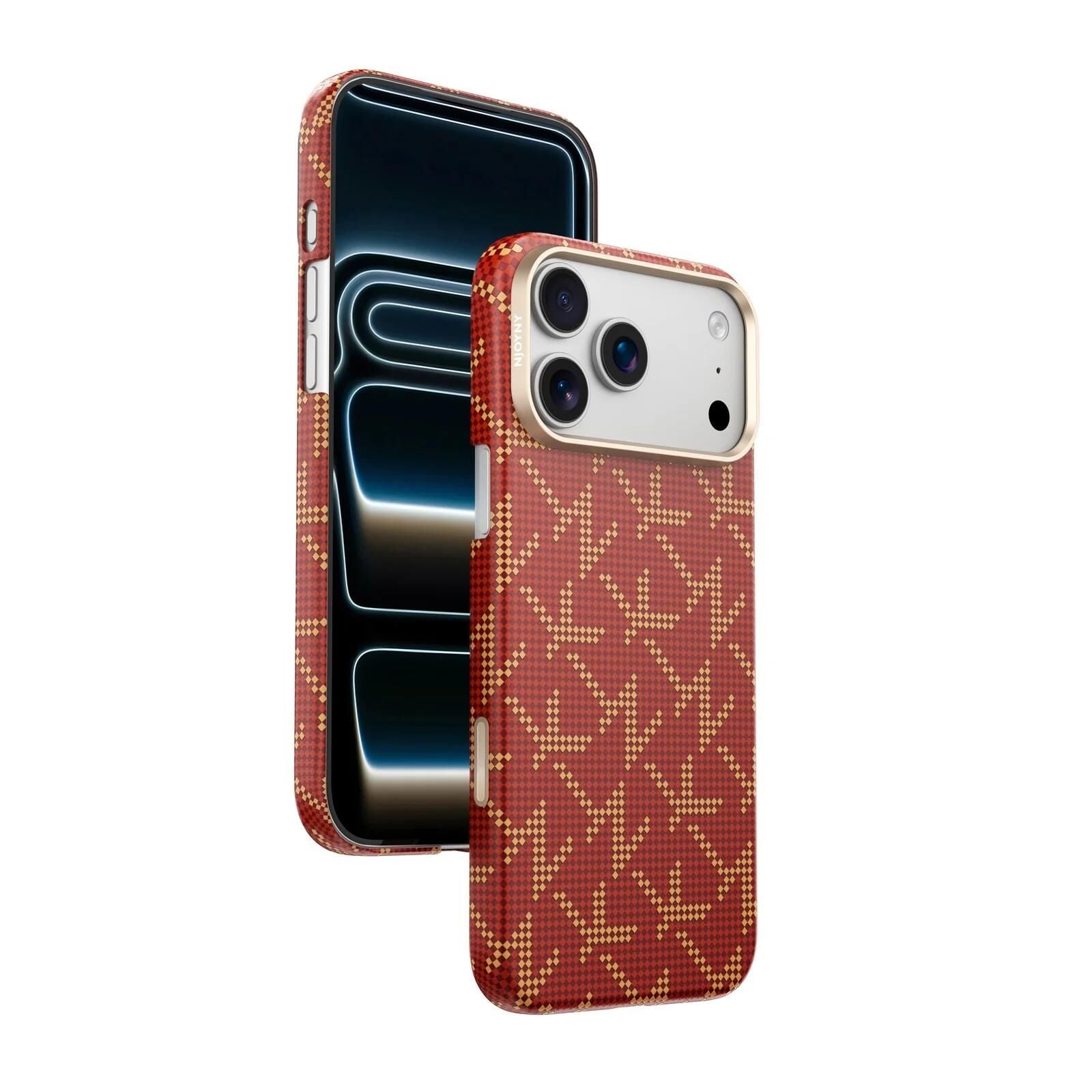 Njoyny AI Kevlar NY iPhone 18 Pro Max MagSafe Kılıf  Turuncu