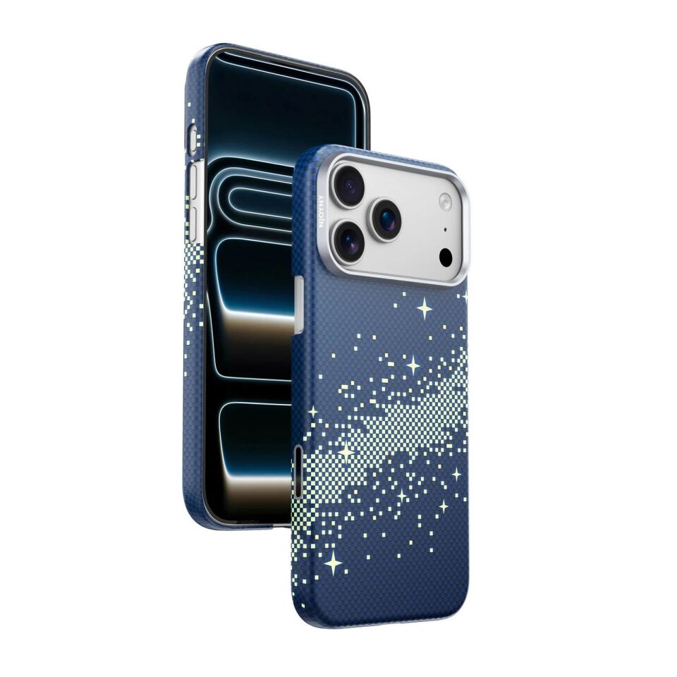Njoyny AI Kevlar Stars iPhone 18 Pro MagSafe Kılıf Mavi