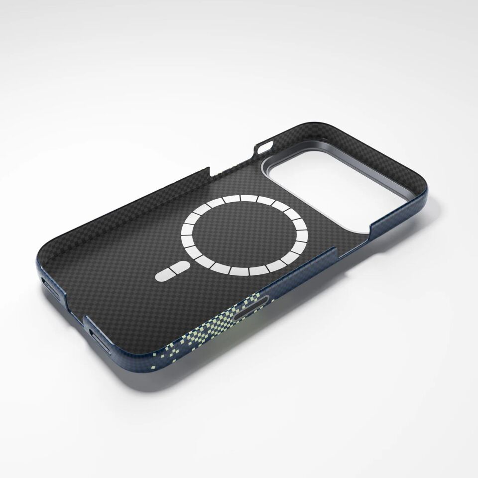 Njoyny AI Kevlar Stars iPhone 18 Pro MagSafe Kılıf Mavi