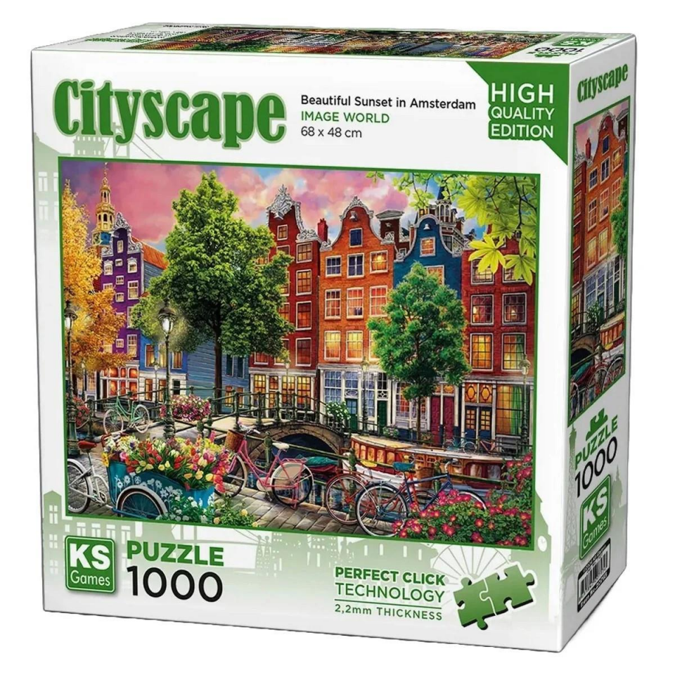 Ks Games Puzzle Beautiful Sunset in Amsterdam  1000 Parça