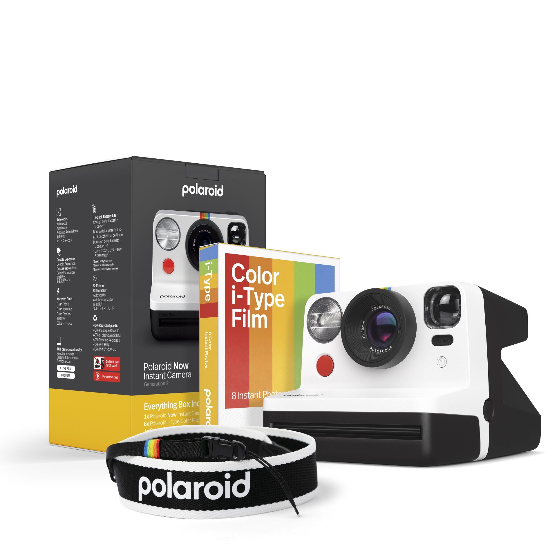Polaroid Now Gen 2 B&W  White Frame & Strap Beyaz