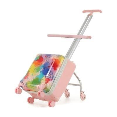 Zampago Cheerful Kabin Boy Çocuk Valizi  Binilebilir  Düşme Engelleyici KS X1 P Pembe