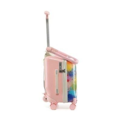 Zampago Cheerful Kabin Boy Çocuk Valizi  Binilebilir  Düşme Engelleyici KS X1 P Pembe