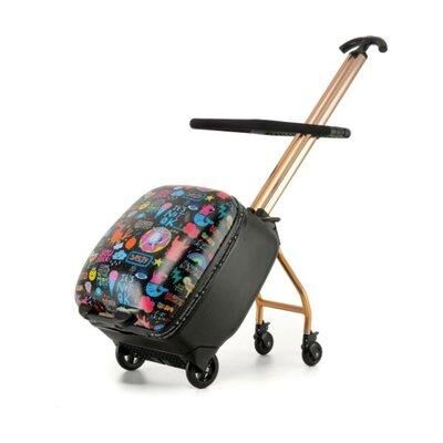 Zampago  Renkli Kabin Boy Düşme Engelleyici Binilebilir Çocuk Valizi KS-X1-B  Siyah