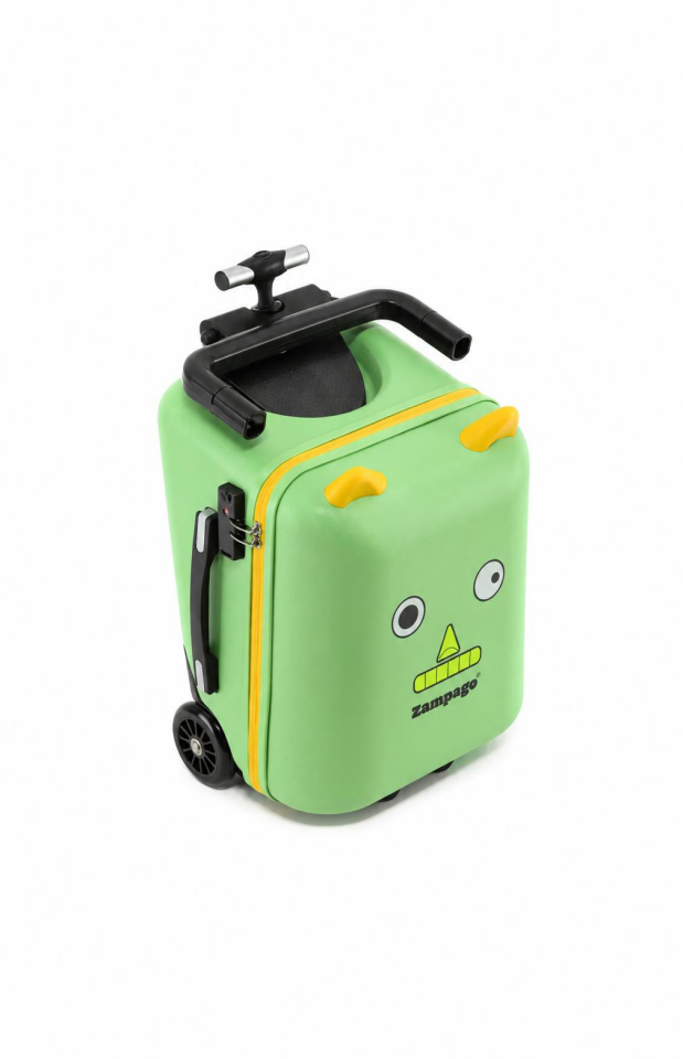 Zampago Monster Kids Ride On Valizi Binilebilir Düsme Engel Yesil