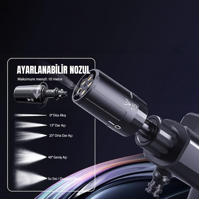 Lenyes LCW01 Taşınabilir 5 Kademeli Yüksek Basınçlı Köpük Hazneli Yıkama Tabancası 120W