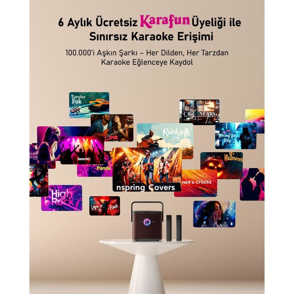 Ikarao Shell S3 7 Tabletli Çift Mikrofonlu Karaoke Bluetooth Hoparlör