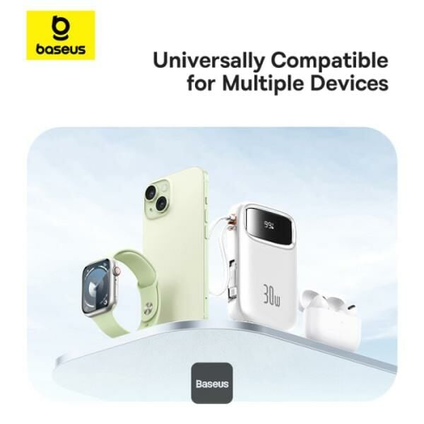 BASEUS QPow2 30W 10.000 mAh Taşınabilir Şarj Cihazı Beyaz