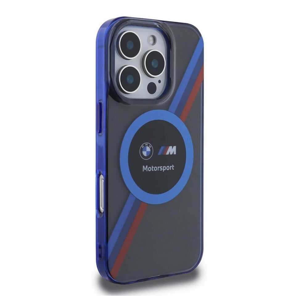 BMW  iPhone 16 Pro Max Lisanslı Magsafe Özellikli M Logolu Üç Renk Çizgili Motorsport Circle Kılıf
