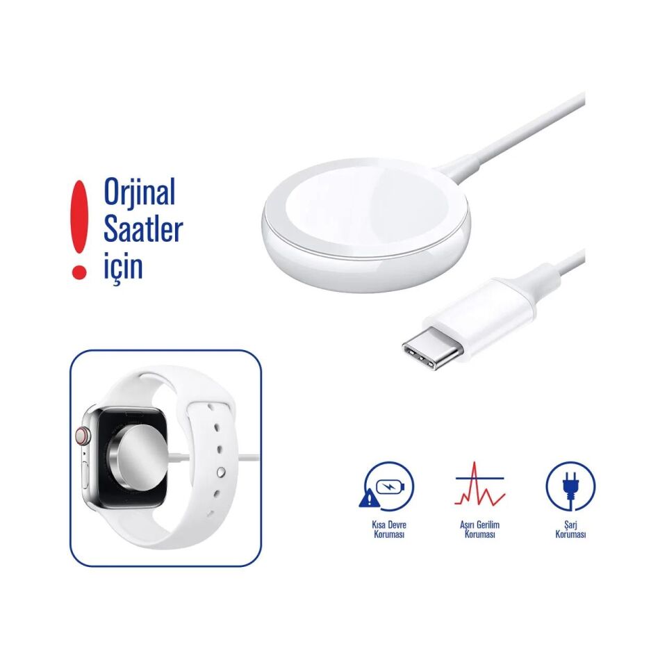Sunix WTH-40 USB-C Apple Watch Manyetik Şarj Kablosu 1 Metre