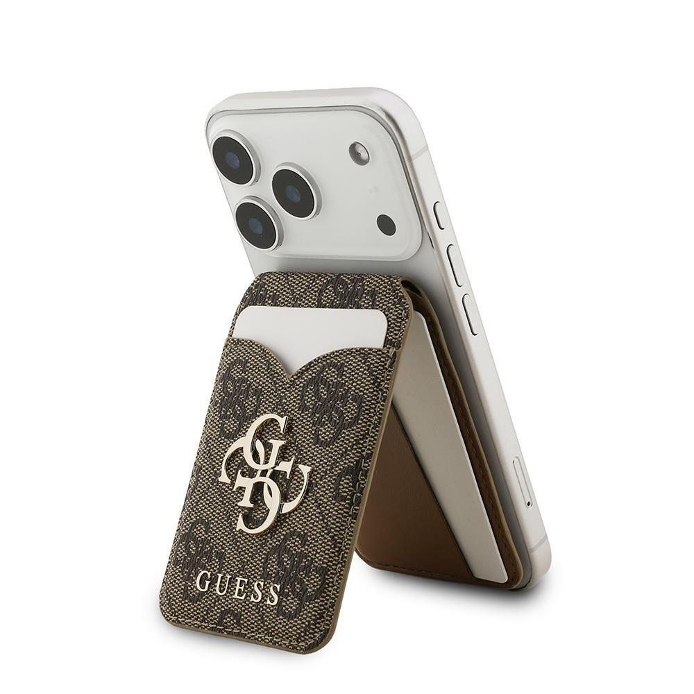 Guess  Lisanslı Aynalı Metal Büyük 4G Logolu Standlı Magnetik Kartlık Kahverengi