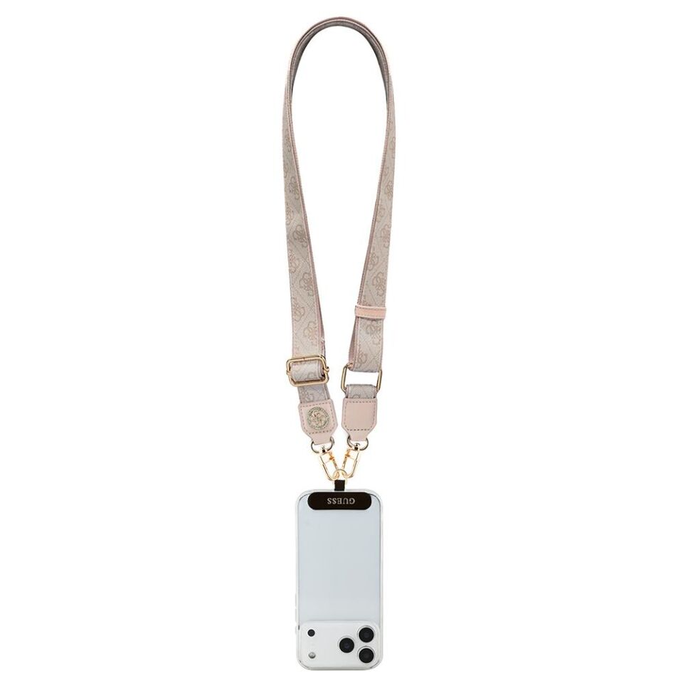 Guess Lisanslı Taşlı 4G Metal Logolu Çapraz Vücut Telefon Askı Kayışı 150cm