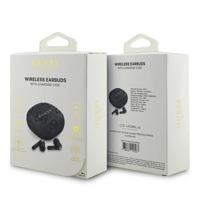 Guess Lisanslı PU 4G Desenli Klasik Metal Yazı Logolu TWS Kulak İçi Bluetooth Kulaklık