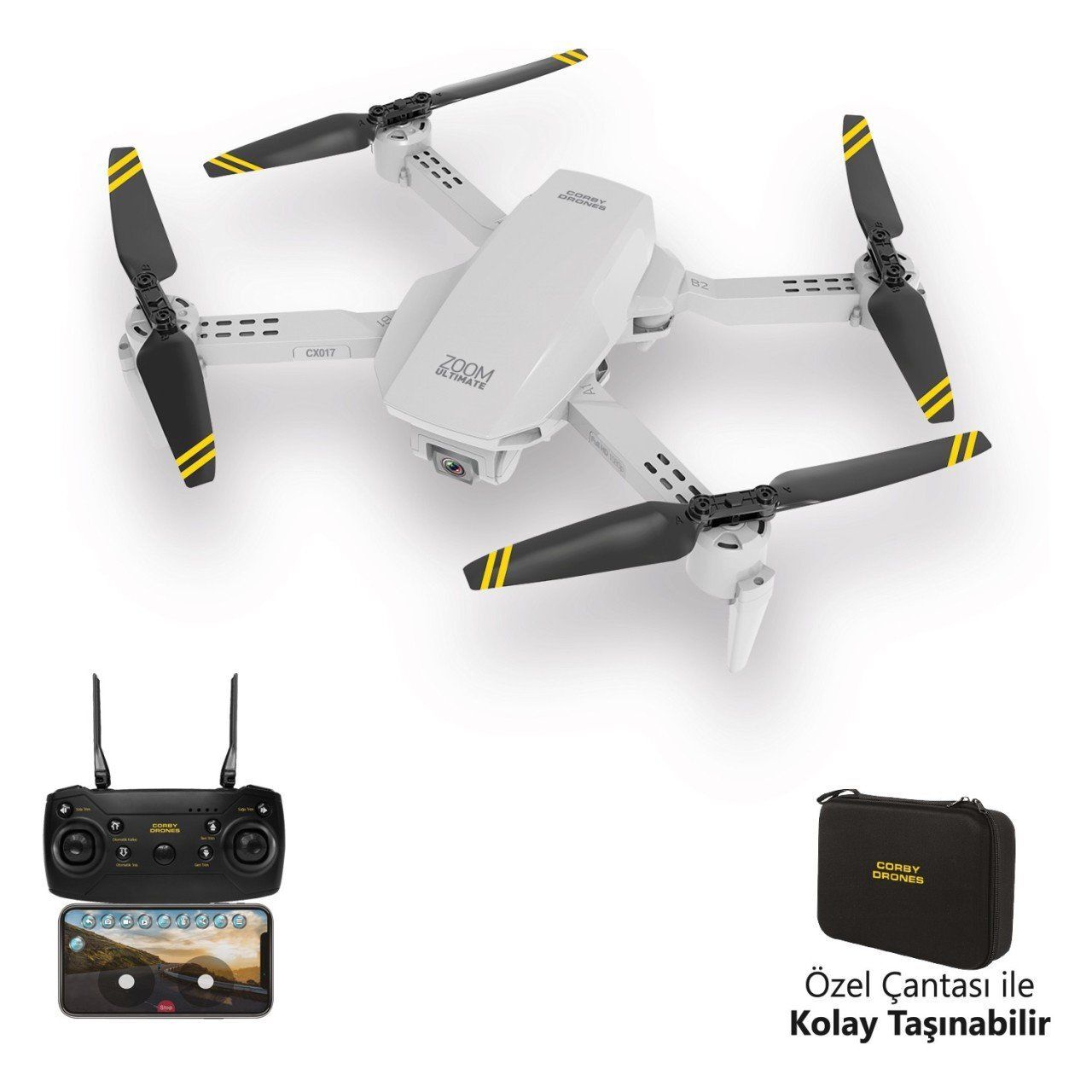 Corby Cx017 Çift Kameralı Katlanabilir Drone Beyaz