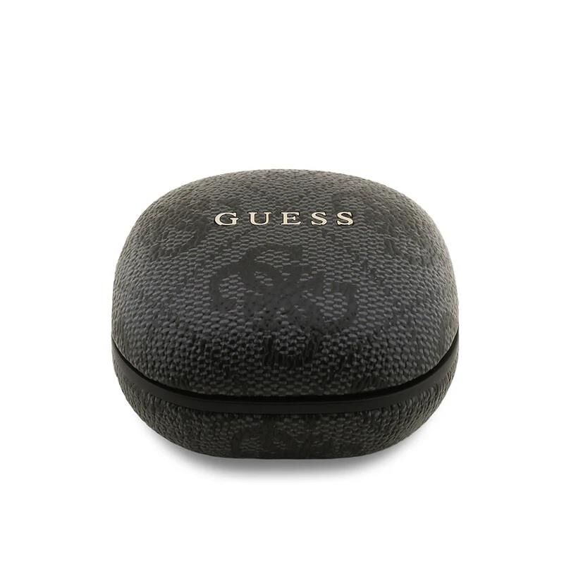 Guess Lisanslı PU 4G Desenli Klasik Metal Yazı Logolu TWS Kulak İçi Bluetooth Kulaklık Siyah
