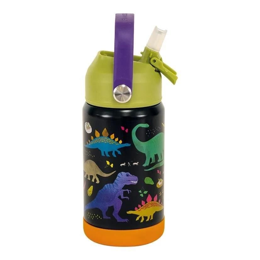 Floss & Rock Paslanmaz Çelik Pipetli Suluk - Dino
